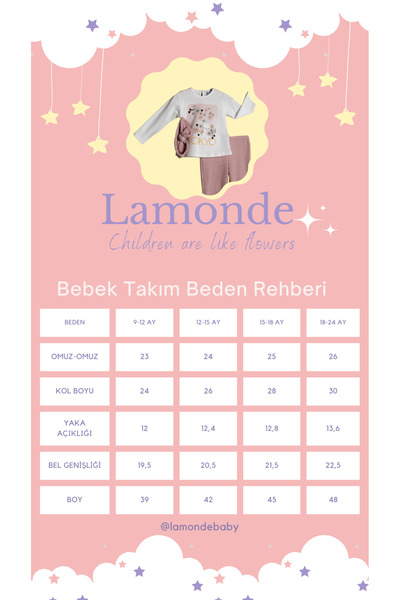 Lamonde Kız Bebek Dantel Yaka Detaylı Çiçek Desenli Bluzlu 2'li Takım 9-12-18-24 ay %100 Pamuk