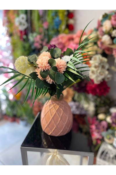 KÜBRA Salon Süs Bitkisi Yapay Vazolu Çiçek