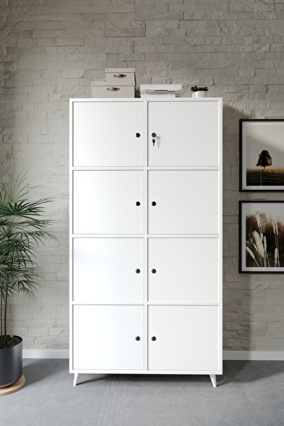 WENCE Punto Kilitli Dosya, Klasör Evrak, Ofis Dolabı Beyaz - Tamamı MDF