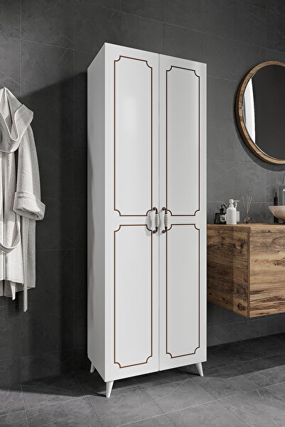 WENCE 2 Kapaklı 5 Bölmeli Geniş Çok Amaçlı Banyo Dolabı - Tamamı 1. Kalite MDF