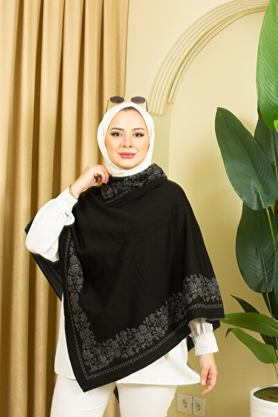 Kayaka triko women's rose patterned triangle poncho