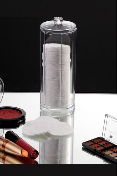 Flosoft Disc Cotton Organizer, Cylinder with Lid Cosmetic Makeup Cotton Organizer