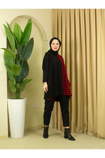 Kayaka triko Knitwear Houndstooth Poncho Tunic