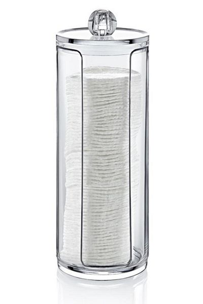 Flosoft Disc Cotton Organizer, Cylinder with Lid Cosmetic Makeup Cotton Organizer