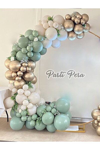 parti pera Mold Green, Sea Sand, Chrome Gold Balloon Chain Set