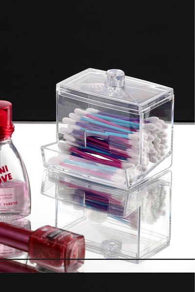Flosoft Cotton Ear Swab Organizer, Ear Cotton Box Cosmetic Makeup Organizer