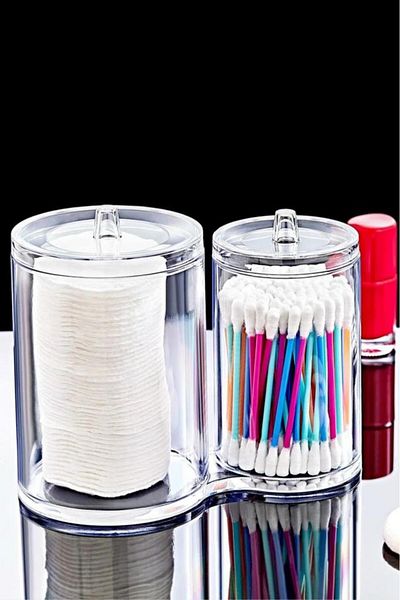 Flosoft Twin Cotton Holder, Disc Cotton Holder and Earloop Organizer Set, Cosmetic Makeup Box