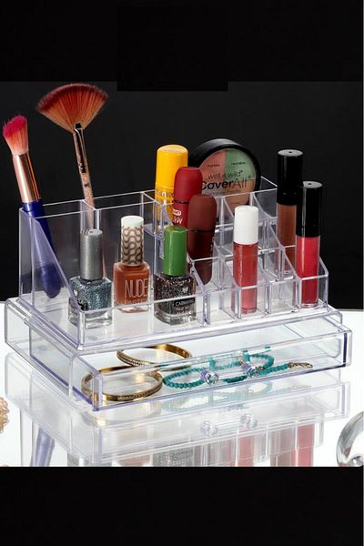 Flosoft Makeup Organizer with Drawers, Single Layer Cosmetic Makeup Jewelry Drawer Set Organizer
