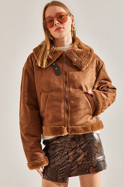 Bianco Lucci Damenmantel aus laminiertem Leder mit seitlichem Gürtel 2248