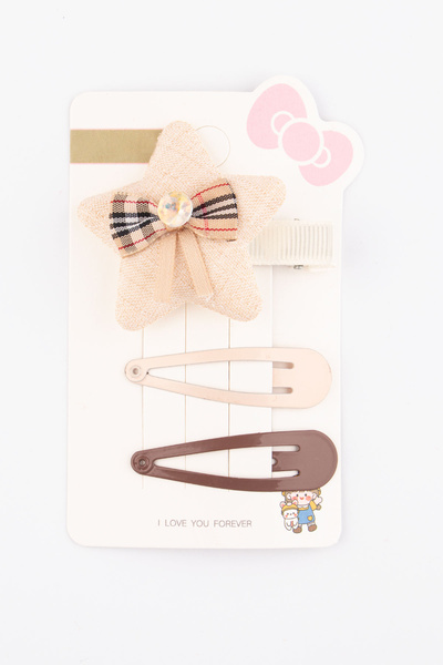 Sortie Aksesuar مجموعة إبزيم مطاطي ومشبك من القماش القطني على شكل نجمة وحجر 002