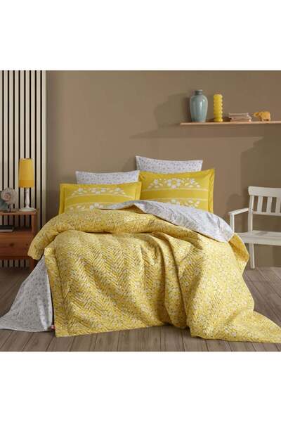 Hobby Sofia Sarı - Çift Kişilik Poplin Kapitone Nevresim Takımı