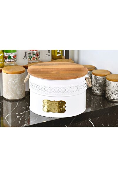 Yıldıray Metal Yuvarlak Doğal Ahşap Kesme Tahtalı Ekmeklik