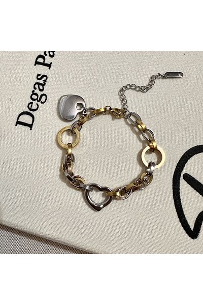 Okko Store Steel Thick Chain Charm Bracelet