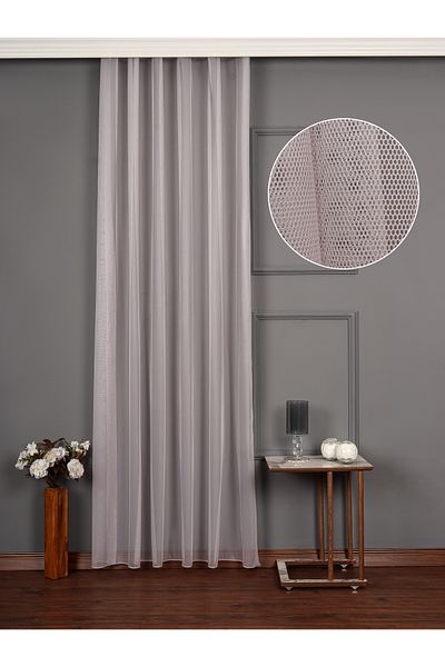 perdealemi Extrafor Gathered Gray Tulle Curtain Leaded Honeycomb
