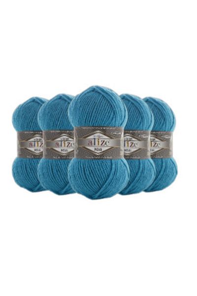 Alize 5 Pieces Superlana Midi Turquoise 484 Hand Knitting Thread Vest Cardigan Thread Scarf Beanie Sweater Thread
