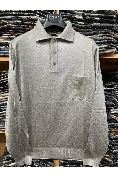 FATELLA Pulover pentru bărbați cu guler polo, culoare uni, fără model