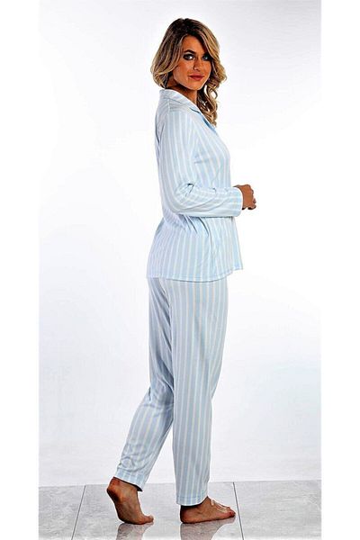 Etoile Set pijama moale cu nasturi in fata albastru