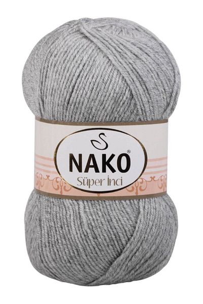 NAKO 5 τεμάχια Super Pearl Πλεκτό νήμα στο χέρι Ανοιχτό γκρι 195