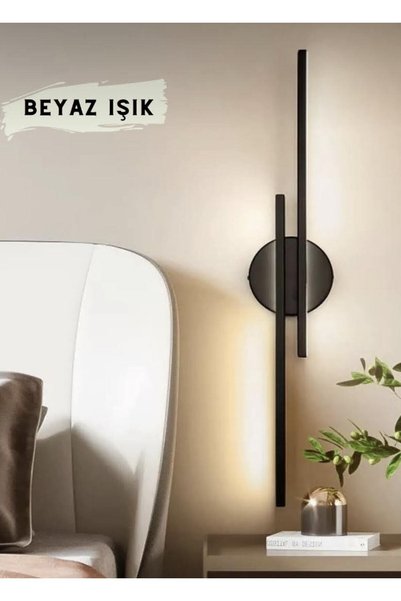 luxury modern aydınlatma Siyah Modern Ledli Aplik - Beyaz Işık - Yatak Odası ...