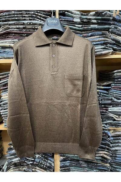 FATELLA Pulover pentru bărbați cu guler polo, culoare uni, fără model