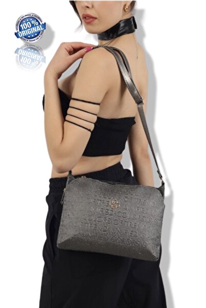 ylz Stylish and Practical Zippered Three Compartment Gray Leather Crossbody Shoulder Bag