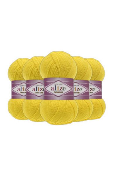Alize Cotton Gold Hand Knitting Yarn 5 Pack Yellow 110