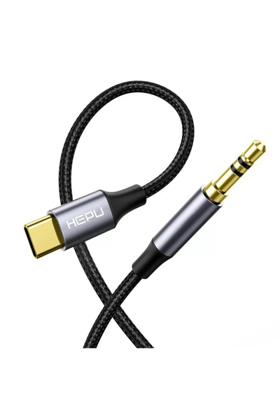 MyBlack Type-C Aux Ses Kablosu 3.5 mm Jack Girişli Hasır kablo 1 Metre Uzunluk