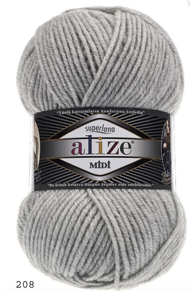 Alize 5 τεμάχια Süperlana Midi ανοιχτό γκρι μελανζέ 208 Πλεκτό με το χέρι Νήματα γιλέκο Ζακέτα Νήματα Φουλάρι Μπερέ Πλεκτό Νήμα