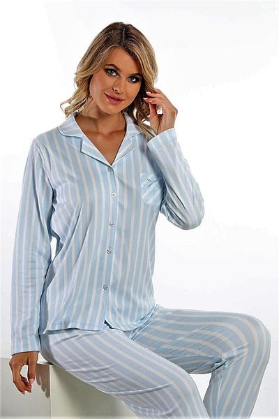 Etoile Set pijama moale cu nasturi in fata albastru