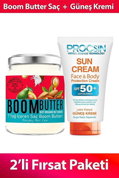 BOOM BUTTER Saç Bakım Yağı ve Güneş Kremi Paketi