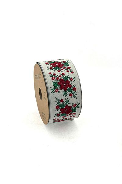 FANTASTIC KURDELE PANGĂ BORDURĂ ȚESĂTĂ CU MODELE DE FLORI (5cm LĂȚime - 10mt LUNGIME)