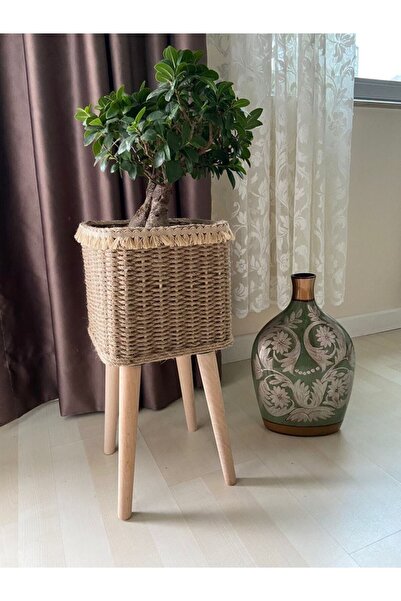 Veneris Home Hasır Çiçeklik Ayaklı Sepet Saksı