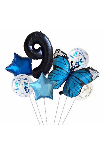 STAR PARTY مجموعة بالونات على شكل فراشة زرقاء على شكل نجمة، مجموعة بالونات من...
