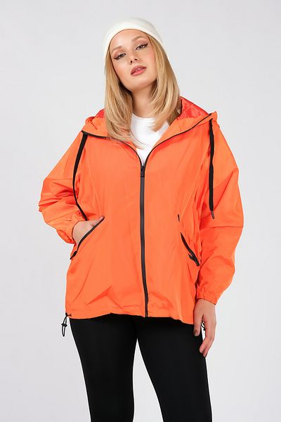 Giyim Dünyası Women's Parachute Fabric Hooded Raincoat Orange