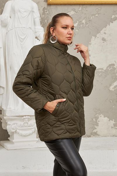 RMG Quilted Plus Size Khaki Coat