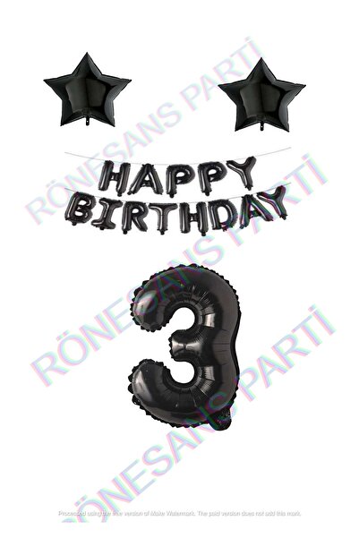 STAR PARTY مجموعة بالونات من رقائق النجوم والأرقام باللون الأسود لعيد الميلاد...