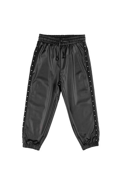 best kids Girl's Black Leather Jogger Pants