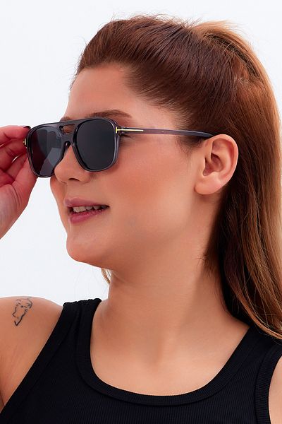 Nilu Moda TREND SQUARE AVIATOR WOMEN'S MEN'S DOUBLE BRIDGE SUNGLASSES