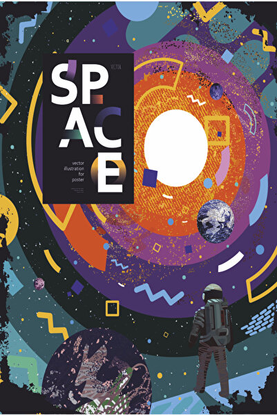 Hayat Poster spatiu sistemul solar astronaut poster retro din lemn