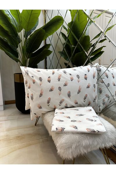 micoton Patterned Double 100% Cotton Non-Elastic Sheet and Pillowcase Set