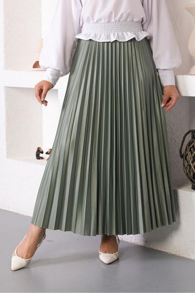 benguen 4538 Elastic Waist Pleated Hijab Skirt