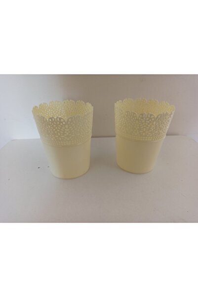 Leva House Saksı Plastik 2'li Sp-260 Krem Dantel