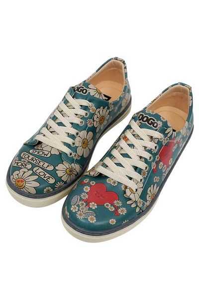 Dogo Pantofi de damă din piele vegană turcoaz casual - Arată-ți propria dragoste Design mai mult