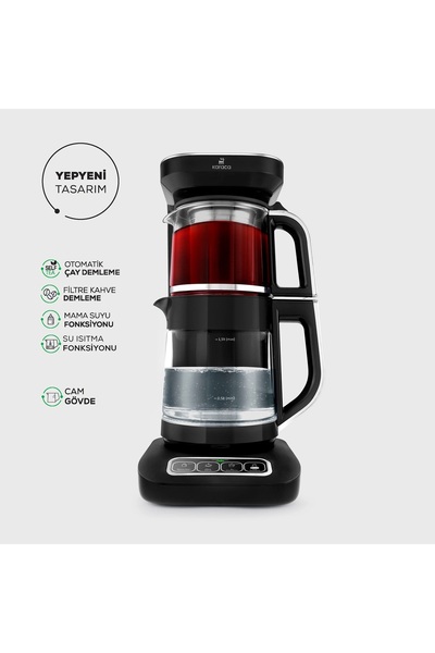 Karaca Çaysever Robotea Pro 4 in1 Konuşan Çay Makinesi Su Isıtıcı Filtre Kahve Makinesi