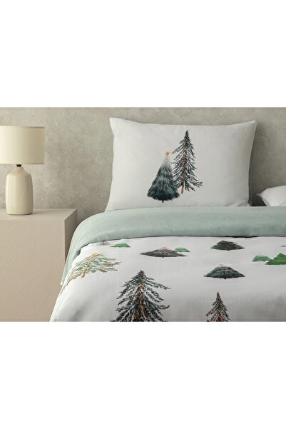 English Home Σετ Παπλωματοθήκης Μονό Κρεβάτι Pine Serenity Digital με τύπωμα Soft Cotton Πράσινο