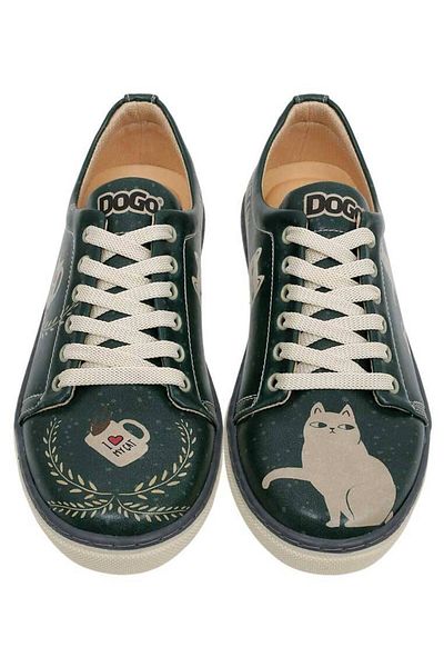 Dogo Pantofi de damă din piele vegană, verzi, casual - I Do What I Want Design