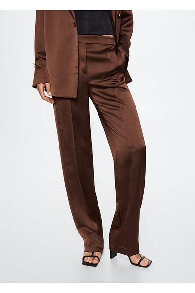 MANGO Woman Σοκολατένιο Γυναικείο Παντελόνι 37065908
