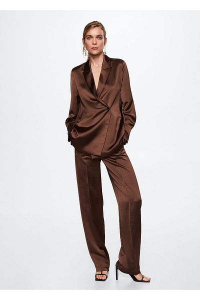 MANGO Woman Σοκολατένιο Γυναικείο Παντελόνι 37065908