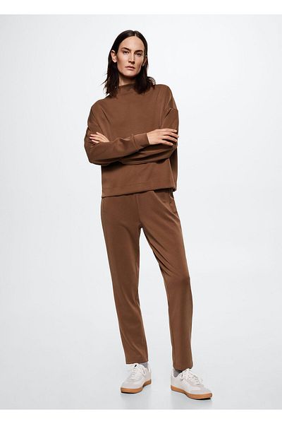 MANGO Woman Brown Women's Trousers 37095133