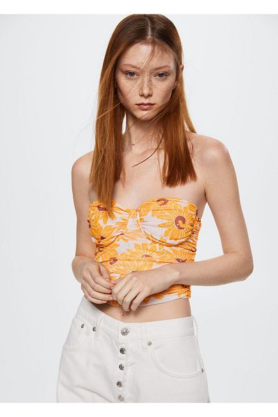 MANGO Woman Pomarańczowy stanik damski 37071320